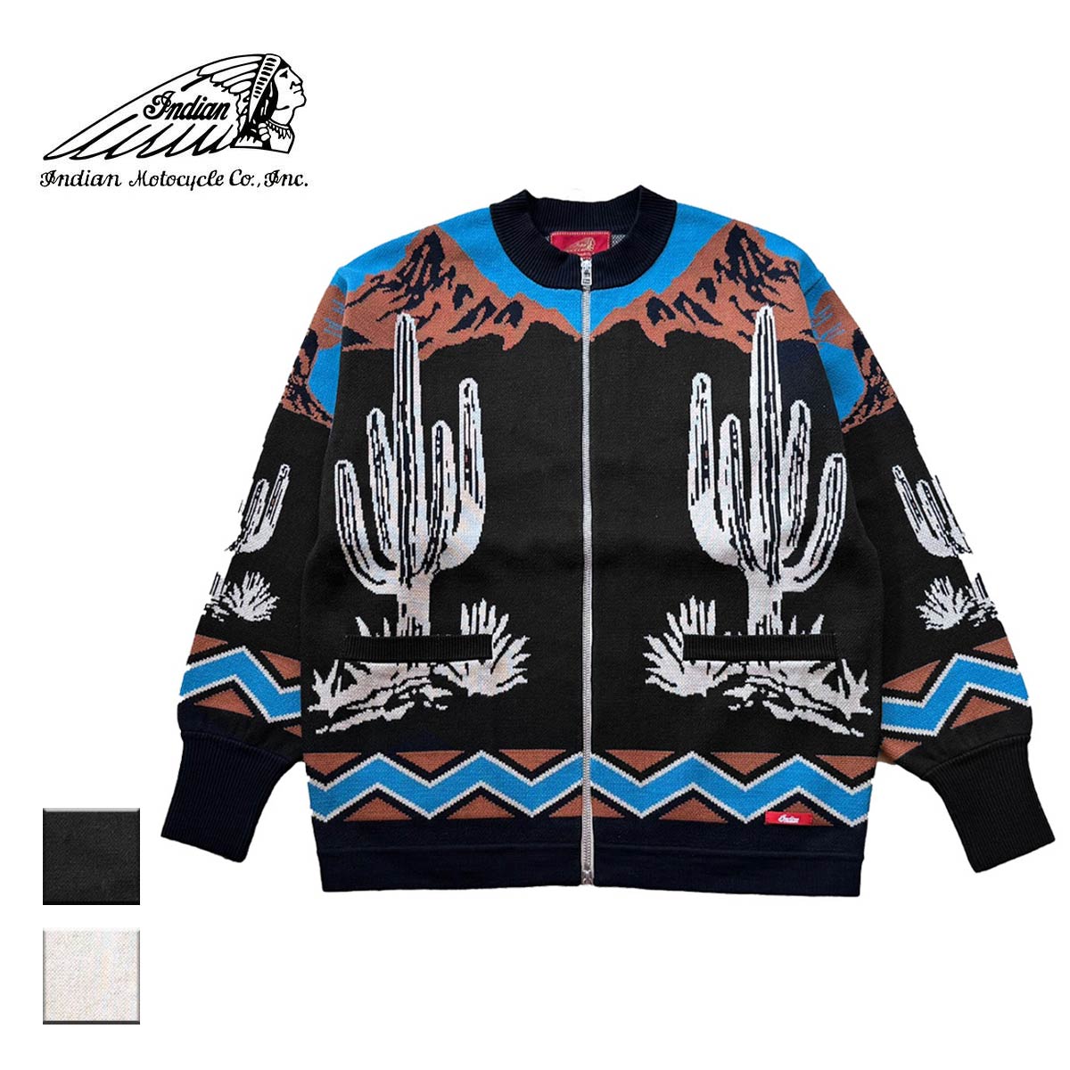 Indian インディアン W-Jacquard Zip-up Jacket CACTUS & RODEO – Blueism