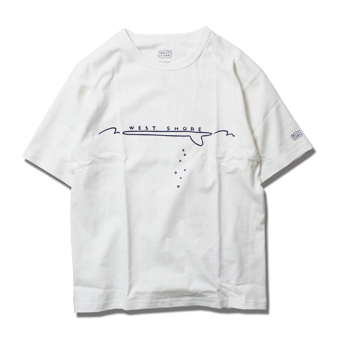 WESTSHOREウエストショアPRINTEDTEESURFメンズ/レディースホワイト/ネイビーS-L