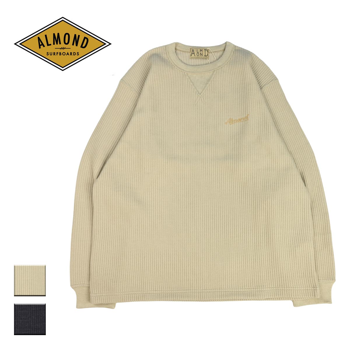 AlmondSurf,アーモンドサーフボードデザイン,ワッフルTシャツ,メンズ,レディース