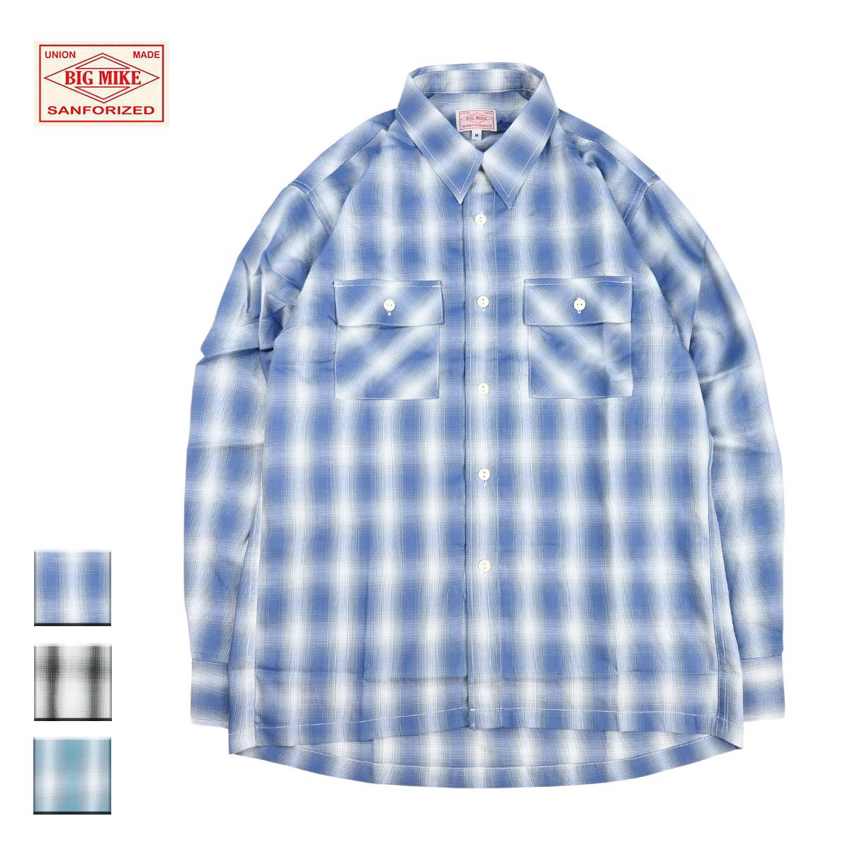 BIG MIKE ビッグマイク Rayon Mix Ombre Check L/S Shirts – Blueism
