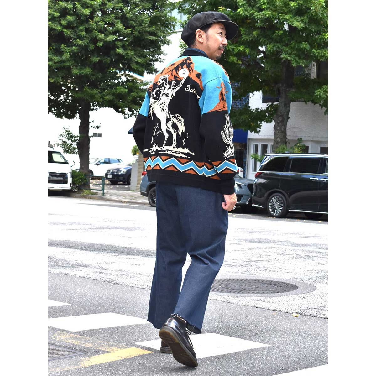 Indian インディアン W-Jacquard Zip-up Jacket CACTUS & RODEO – Blueism