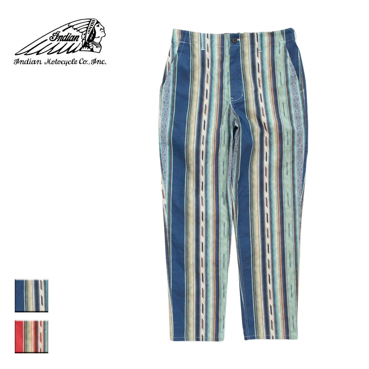 原画　「Indian」　インディアン Indian インディアン Garage pants Navajo Stripe – Blueism