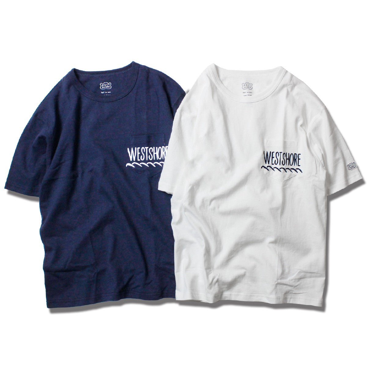 WESTSHOREウエストショアNEWLOGOPOCKETTEEメンズ/レディースホワイト/ネイビーS-L