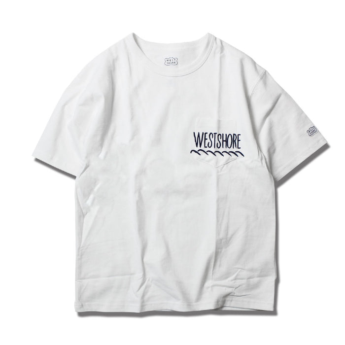 WESTSHOREウエストショアNEWLOGOPOCKETTEEメンズ/レディースホワイト/ネイビーS-L