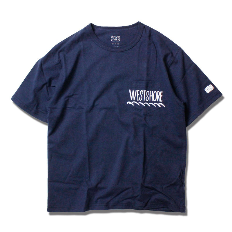 WESTSHOREウエストショアNEWLOGOPOCKETTEEメンズ/レディースホワイト/ネイビーS-L