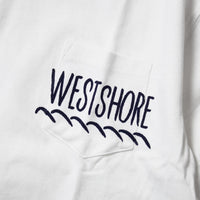 WESTSHOREウエストショアNEWLOGOPOCKETTEEメンズ/レディースホワイト/ネイビーS-L