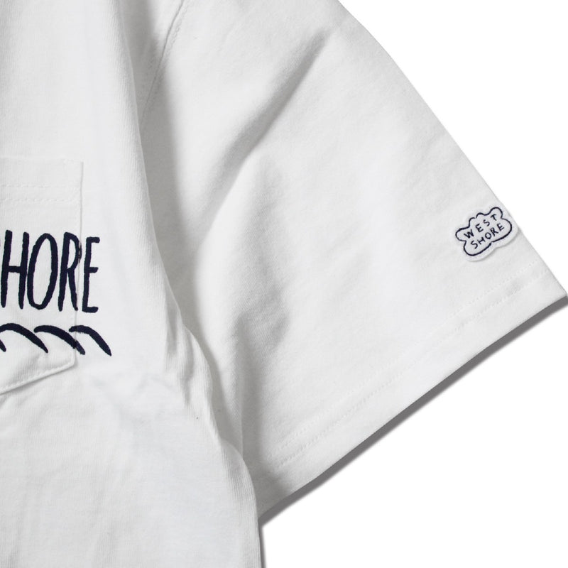 WESTSHOREウエストショアNEWLOGOPOCKETTEEメンズ/レディースホワイト/ネイビーS-L